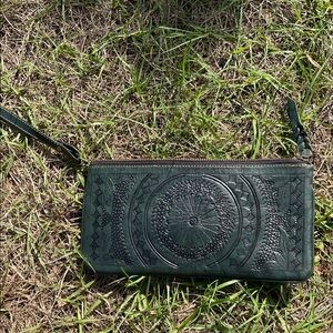 Sophisticated Dark Green Embossed Clutch
